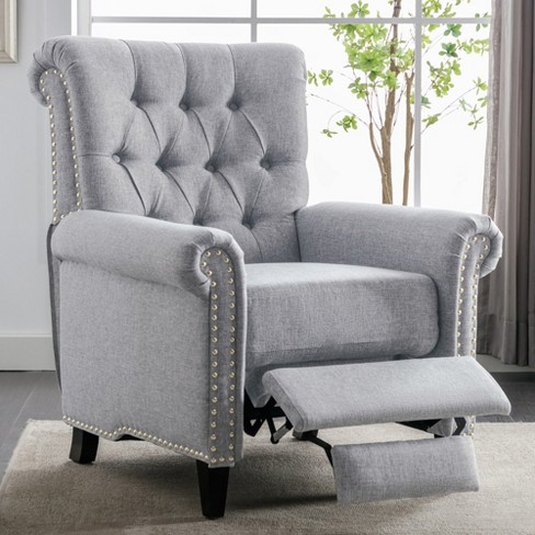 Push Back Linen Tufted Recliner Armchair gray Modernluxe Target