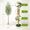 Olive Trees Artificial Indoor, 5FT Tall Faux Silk Plant White Planter, with Natural Wood Trunk and Green Fake Moss,1 PCS - 2 of 4