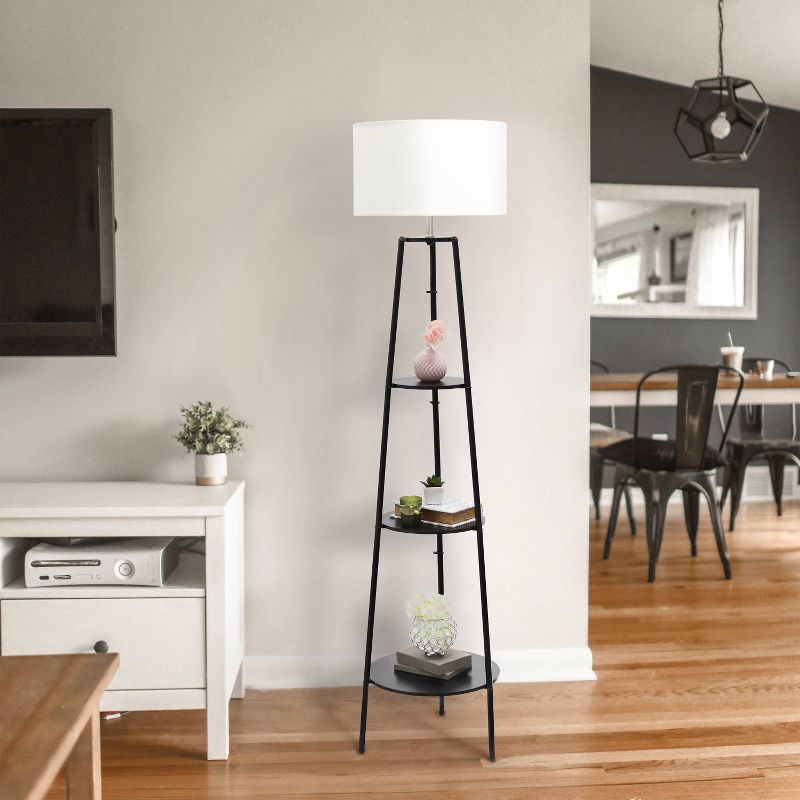 62.5" Tall Modern Tripod 3-Tier Shelf Standing Floor Lamp - Simple Designs, 4 of 10