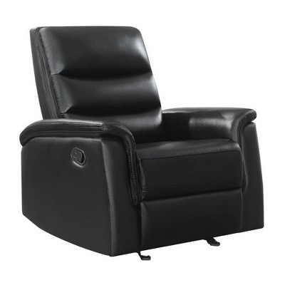 Glider Recliner with Channel Tufted Back Black - Benzara