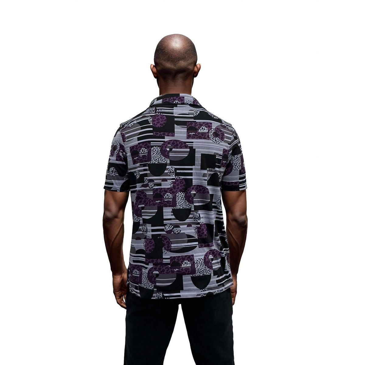 24seven men Wrinkle Resistant 3 Button Machine Washable Retro Purple Polo Shirt - thumbnail 3