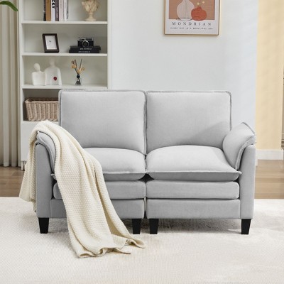 HYLEORY 49.6'' Width Modern Linen Flannel Fabric Loveseat for living room Bedroom Apartment
