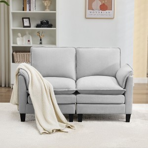 HYLEORY 49.6'' Width Modern Linen Flannel Fabric Loveseat for living room Bedroom Apartment - 1 of 4