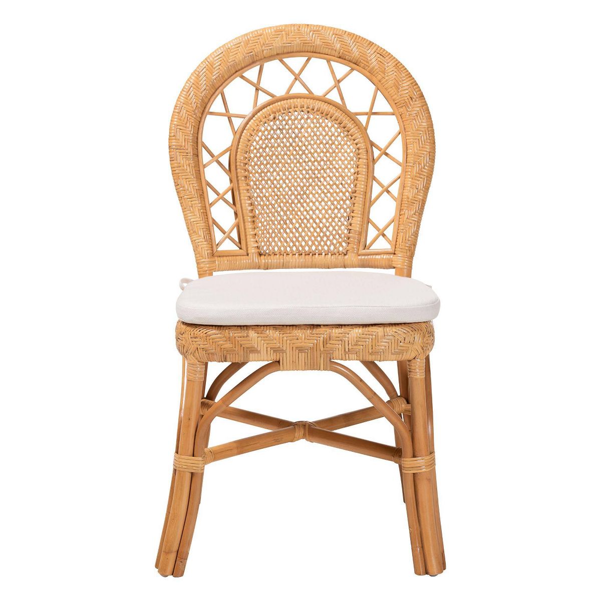 bali & pari Adam Natural Rattan Dining Chair with Curved Backrest and Removable Cushion Light Honey - thumbnail 2