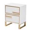 Baxton Studio Giolla Contemporary Glam and Luxe White Finished Wood and Gold Metal 2-Drawer End Table - 2 of 4