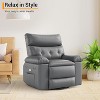 Oversized PU Leather Power Swivel Rocker Recliner Chair with Massage Function, Ergonomic Design Featuring 1.5X Sponge Filling and Side Pocket - 3 of 4