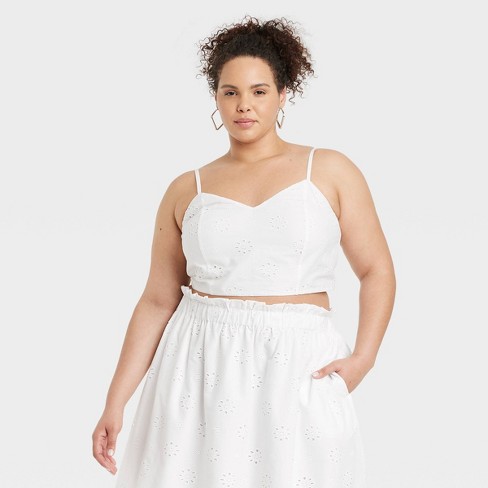 Women's Eyelet Bra Tank Top - Universal Thread™ White 3x : Target