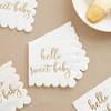 Juvale 50 Pack White Scalloped Baby Shower Napkins for Girls and Boys, Gold Foil Hello Sweet Baby Decorations, 5 x 5 In - 2 of 4