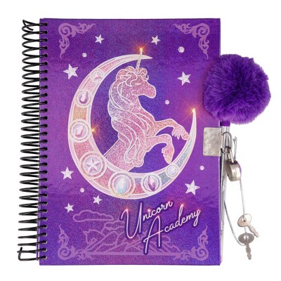 Inkology, LLC Unicorn Academy Spiral Notebook With Lock, Gel Pen and Stickers | 6 x 8 Inches