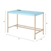 RISOKEYS 42 Inch Writing Desk,Home Office Workstation & Dressing Table with Gold Metal Base & High-Gloss Finish for Professionals,Students - 3 of 4
