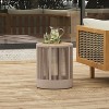 MOEPISY Outdoor Rattan Rope and Acacia Wood Side Table, Teak and Beige - 2 of 4
