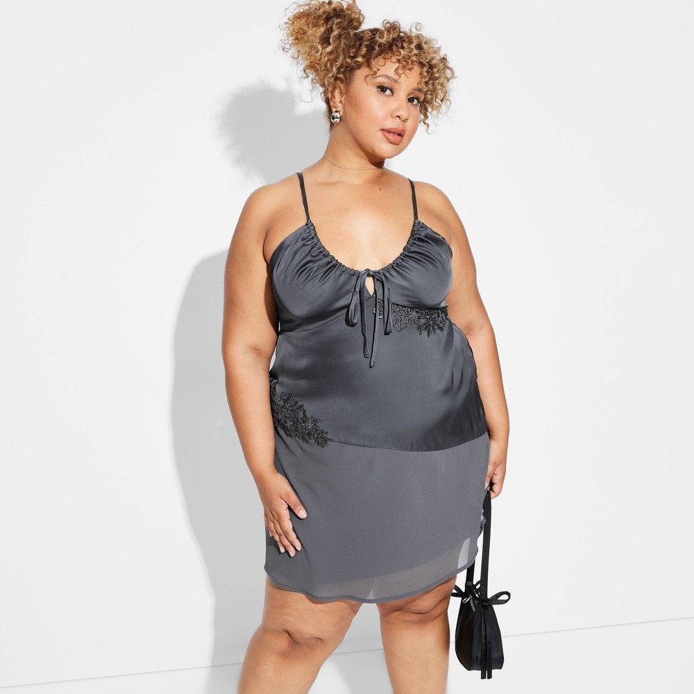 Women's Satin Mini Slip Dress - Wild Fable™ Gray 4X