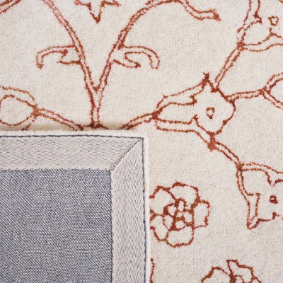 Ivory and Rust Floral Hand-Tufted Wool Area Rug, 3' x 5'