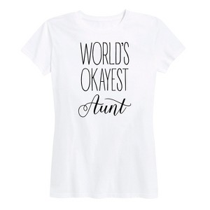 Women's - Instant Message - World's Okayest Aunt Short Sleeve Graphic T-Shirt - 1 of 4