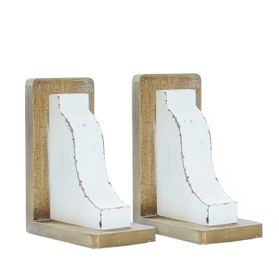 VIP Wood 8 in. White Traditional Bookends Set of 2