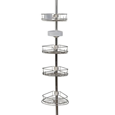 Neverrust Locktop Aluminum And Bamboo Over The Shower Caddy Satin Chrome -  Zenna Home : Target