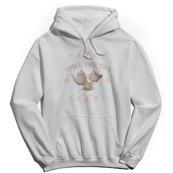 Rerun Island Women's Spill The Tea Long Sleeve Oversized Graphic Cotton Sweatshirt Hoodie - White XL