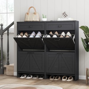 Shoe Storage Cabinet, Slim Freestanding Shoe Rack with Flip Drawers - 1 of 4