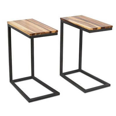 BirdRock Home Acacia Wood TV Tray C Side Table - Set of 2