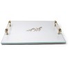 Classic Touch White Leather Challah Board with Glass Top and Gold Print and Acrylic Handles - 2 of 3