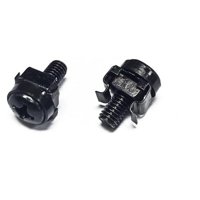 Monoprice M5 x 16mm Rack Mount Cage Nuts, Screws and Washers, 50 sets - Black, Zinc Plated, For Cabinet or Server Racks Tapped with 10/32 Universal