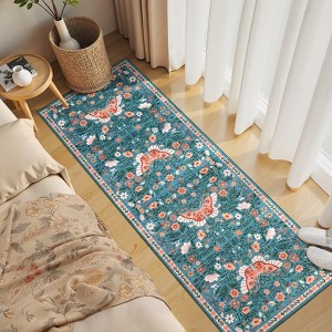 Modern Area Rug Farmhouse Washable Rug Butterfly Floral Print Area Rugs for Living Room Bedroom - 1 of 4