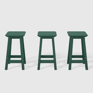 WestinTrends Malibu 24" All Weather Hdpe Outdoor Patio Square Backless Counter Stool (Set of 3) - 1 of 4