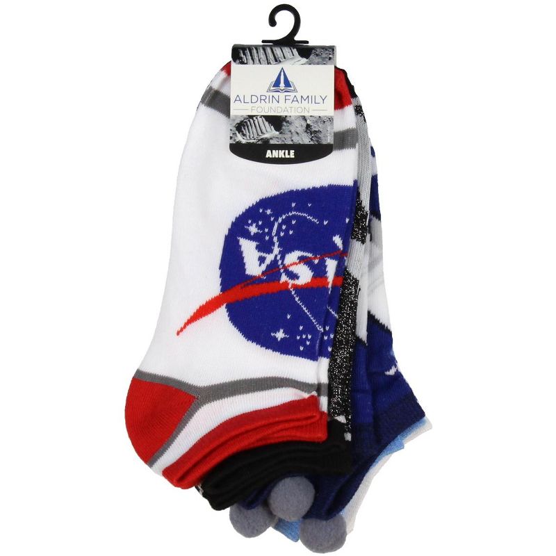 NASA Buzz Aldrin Family Foundation Adult Unisex 5 Pack Ankle Socks Multicoloured, 3 of 4