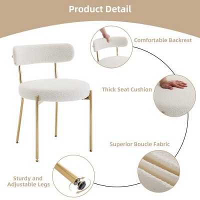 Dining chair, Set of 2 Chairs with Adjustable Legs, Round Upholstered Chairs, for Living Room, Dining Room, Office