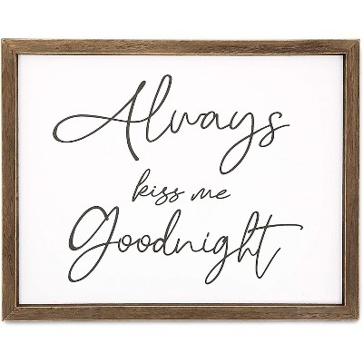 Farmlyn Creek "Always Kiss Me Goodnight" Sign, Bedroom Home Wall Decor for Couples (15 x 12 In)