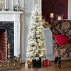 LuxenHome 4.5Ft Pre-Lit Snow-Flocked Artificial Tree Potted Green - 2 of 4