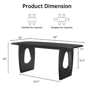 Modern Dining Table Set for 4, 68'' Rectangle Dining Table with 4 Chairs, ith Pedestal Base, Dinner Table for Dining Room, Kitchen-Morden Fort - 1 of 4