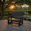 Fortune Candy Poly Lumber Patio Glider 2 Seater with Ergonomic Deep Seat, High Backrest, Cup Holders, for Outdoor Garden, Yard, or Deck (Black) - 2 of 4