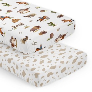 Sweet Jojo Designs Boy Fitted Crib Sheets Set Country Western Taupe Brown and Cream 2pc - 1 of 4