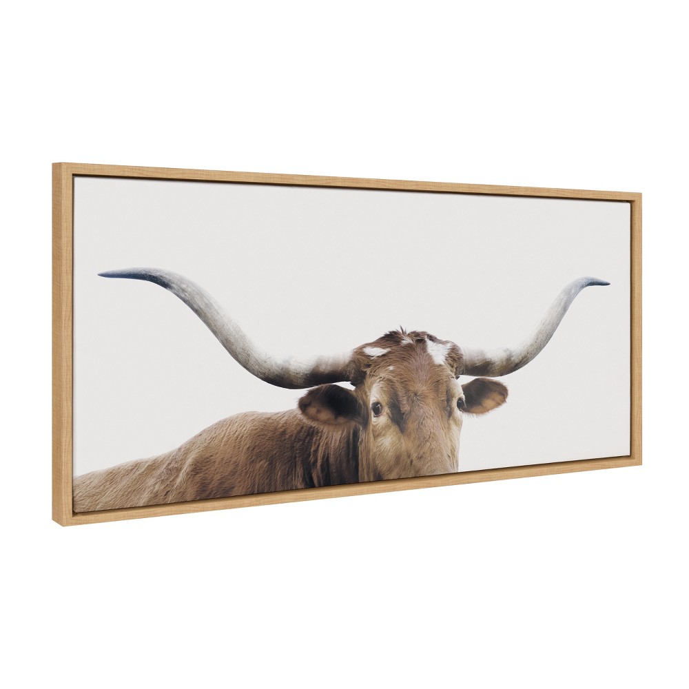 Photos - Other Decoration 18" x 40" Sylvie Texas Longhorn Frame Canvas by The Creative Bunch Studio