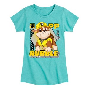 Girls' - Paw Patrol - Rubble Fitted Short Sleeve Graphic T-Shirt - 1 of 4