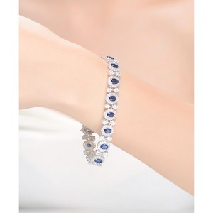 Guili Sterling Silver Cubic Zirconia Bracelet with Clear and Colored Sparkling Stones, a Bold 'Bling' Accessory for Glamorous Occasions - 1 of 3