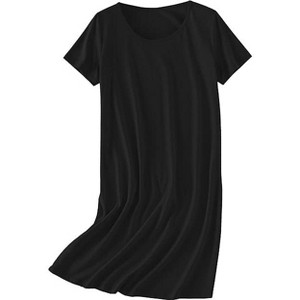 Ekouaer Nightgowns for Women Cotton Sleepshirts Short Sleeve Nightshirt Tshirt Night Gown Casual Sleepdress Comfy Nightdress Black M