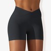 Anna-Kaci Active Women's Wide Band Stretchy Rib Knit Cross Front Gathered Biker Shorts - 2 of 4