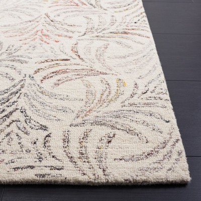 Ivory and Red Floral Hand-Tufted 4' x 6' Wool Area Rug
