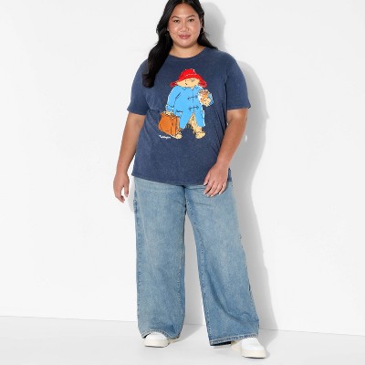 Women's Paddington Oversized Short Sleeve Graphic T-Shirt - Washed Blue