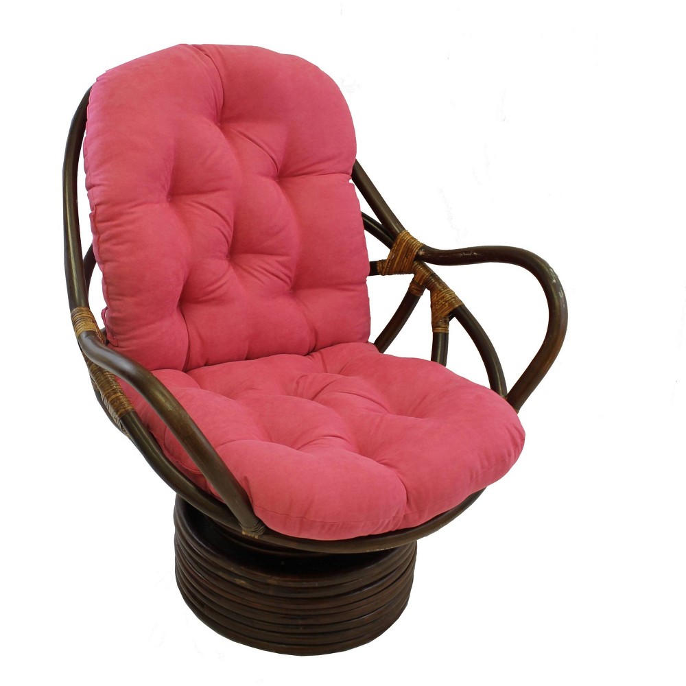 Photos - Rocking Chair Rattan Swivel Rocker with Micro Suede Cushion Berry Pink - International C