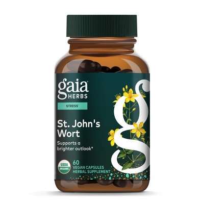 Gaia Herbs St. John's Wort - Natural Stress Support Supplement to Help Maintain Emotional Health - 60 Vegan Liquid Phyto-Capsules