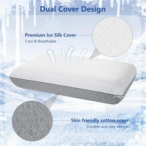 Vipbear Adjustable Firm Memory Foam Pillow for Sleeping Set of 2, Slim Pillows,Two Sides Cover, Neckpain Relief,Washable, for Side Sleeper, King - 1 of 4