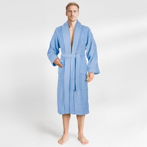 American Soft Linen, 100% Cotton Turkish Robes for Men, 1 Piece Soft Lightweight Adult Men's Bathrobes - 1 of 4