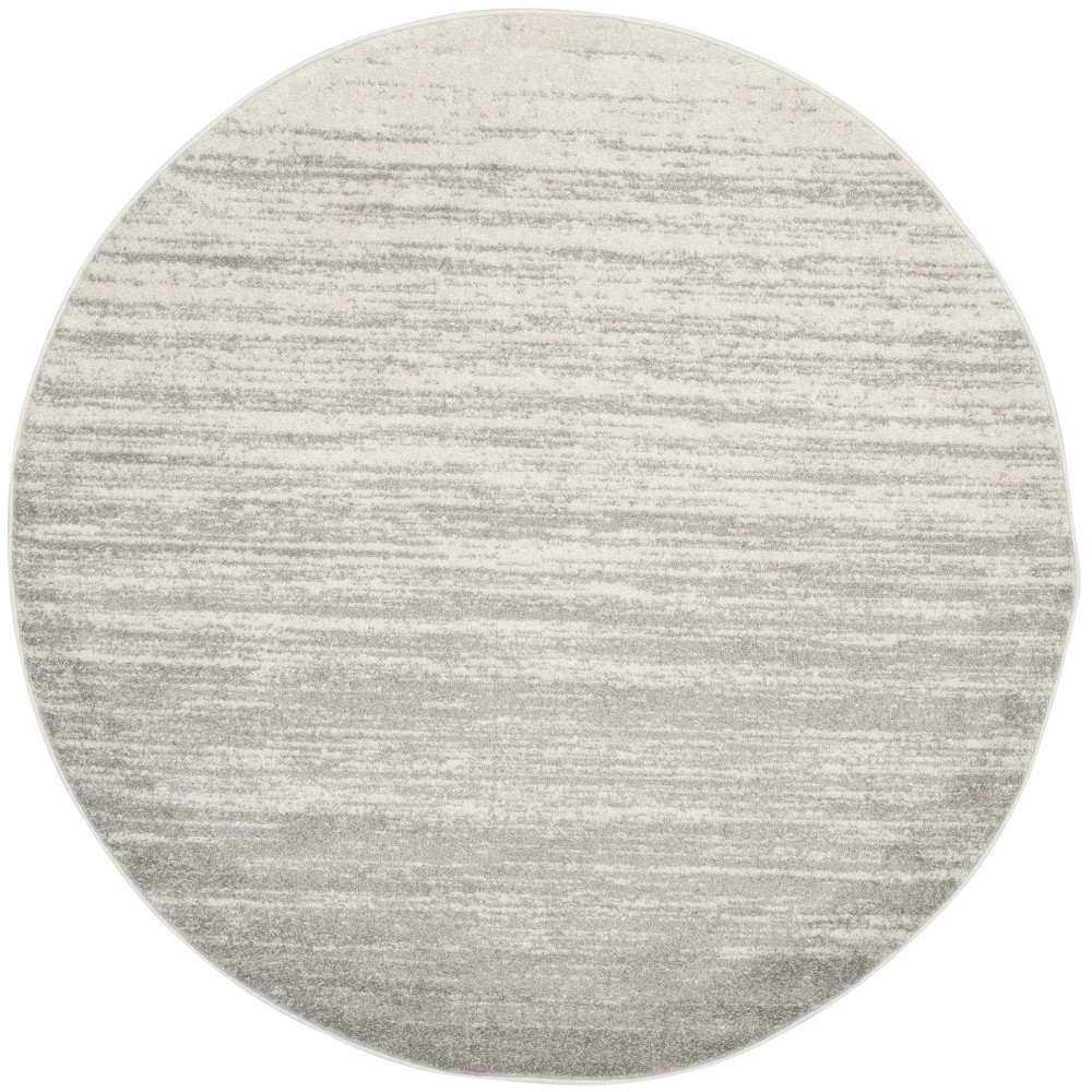  Round Solid Loomed Area Rug Ivory/Silver