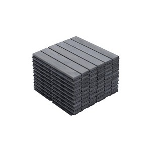 Dolonm Eco-Friendly Grey Striped Hardwood Deck Tiles Interlocking Set 10 PCS DIY Waterproof Flooring for Garage, Patio, Gym - 1 of 4