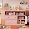 PAKASEPT 43.4" W Baby Changing Table with 2 Drawer, Pink Baby Dresser and Diaper Changing Station Organizer for Infants Newborn - 3 of 4