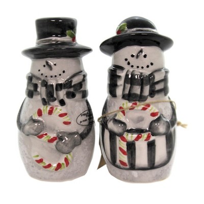 Tabletop 4.25" Sketchbook Snowman S & P Christmas Candycane Park Designs  -  Salt And Pepper Shaker Sets