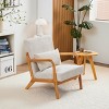 Mid Century Modern Accent Chair,Fabric Upholstered Armrests Chair With Pillow And Wooden Frame For Living Room Bedroom-Coolbibila - 2 of 4